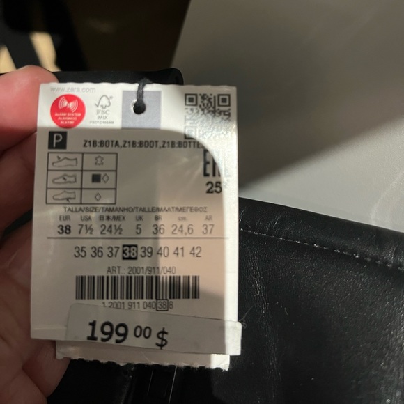 ZARA HEELED LEATHER KNEE HIGH BOOTS - Picture 6 of 7